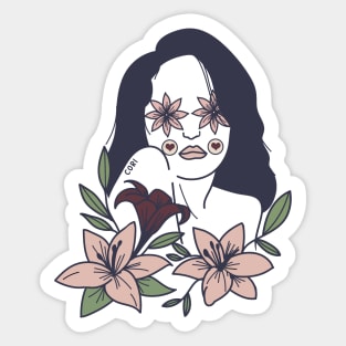 GIRL FLOWERS Sticker